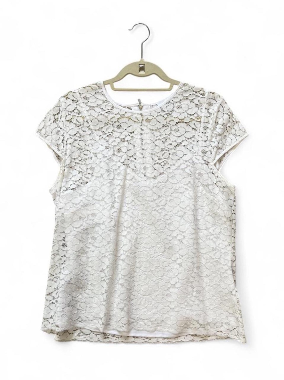 Liz Claiborne White Lace Short Sleeve Blouse and matching tank top 2 Piece